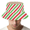 Christmas Candy Cane Striped Print Bucket Hat