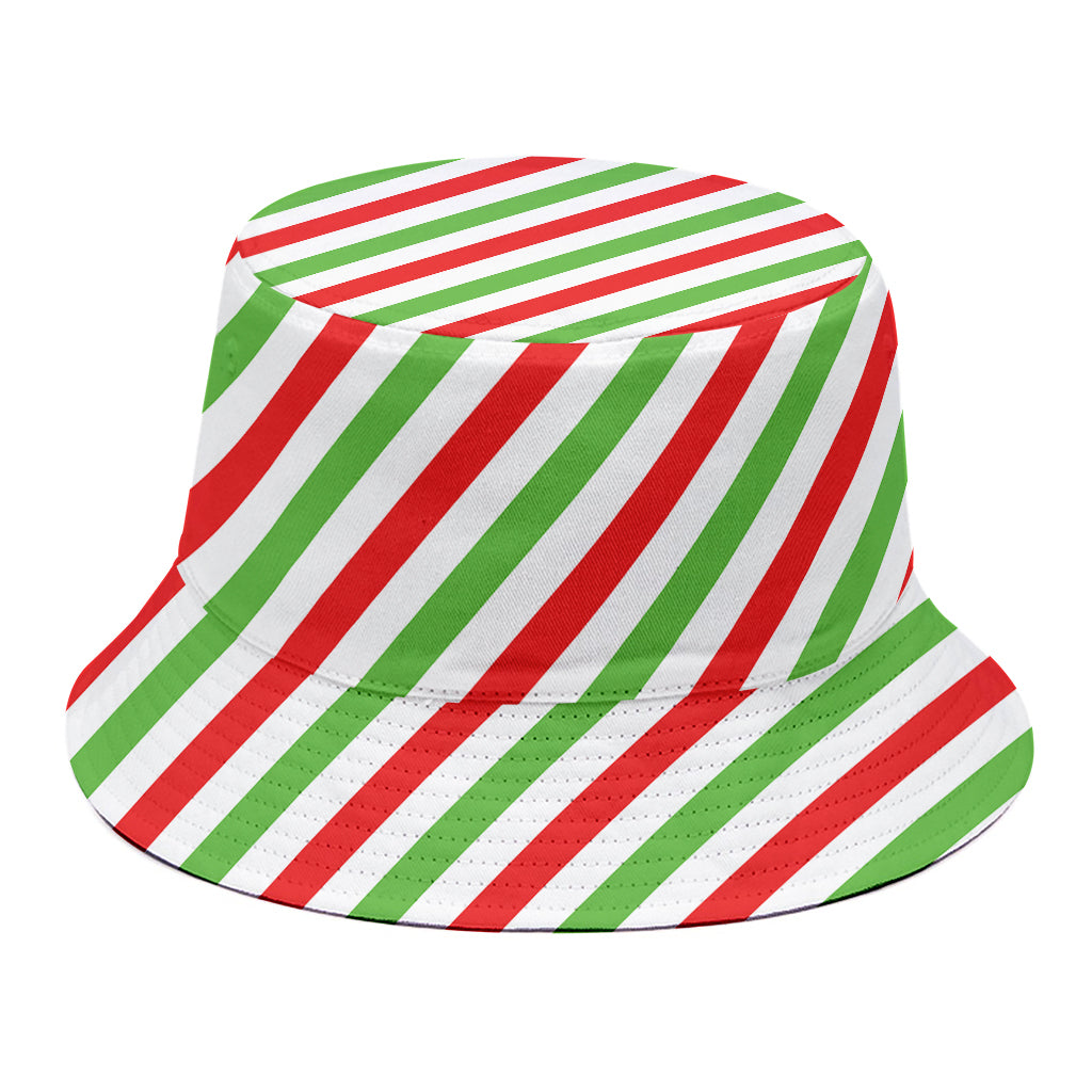 Christmas Candy Cane Striped Print Bucket Hat