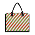 Christmas Candy Cane Striped Print Canvas Tote Bag