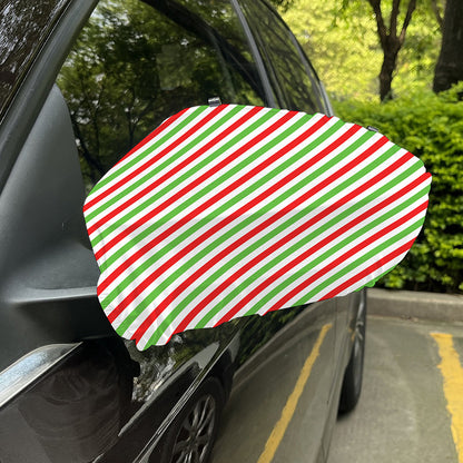 Christmas Candy Cane Striped Print Car Side Mirror Covers