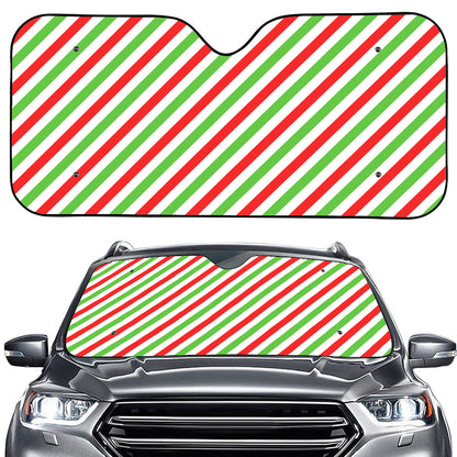Christmas Candy Cane Striped Print Car Windshield Sun Shade