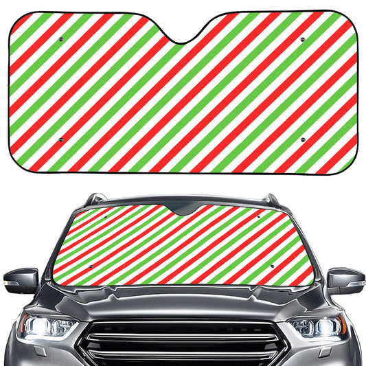 Christmas Candy Cane Striped Print Car Windshield Sun Shade