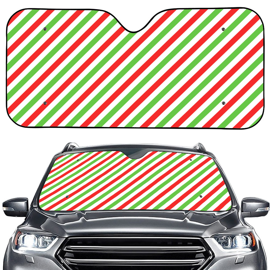 Christmas Candy Cane Striped Print Car Windshield Sun Shade