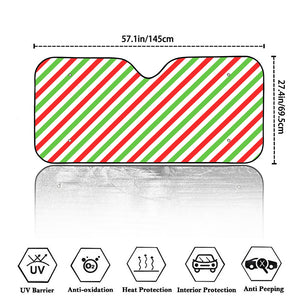 Christmas Candy Cane Striped Print Car Windshield Sun Shade