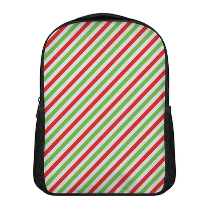 Christmas Candy Cane Striped Print Casual Backpack