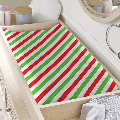 Christmas Candy Cane Striped Print Changing Pad Cover