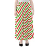 Christmas Candy Cane Striped Print Chiffon Maxi Skirt