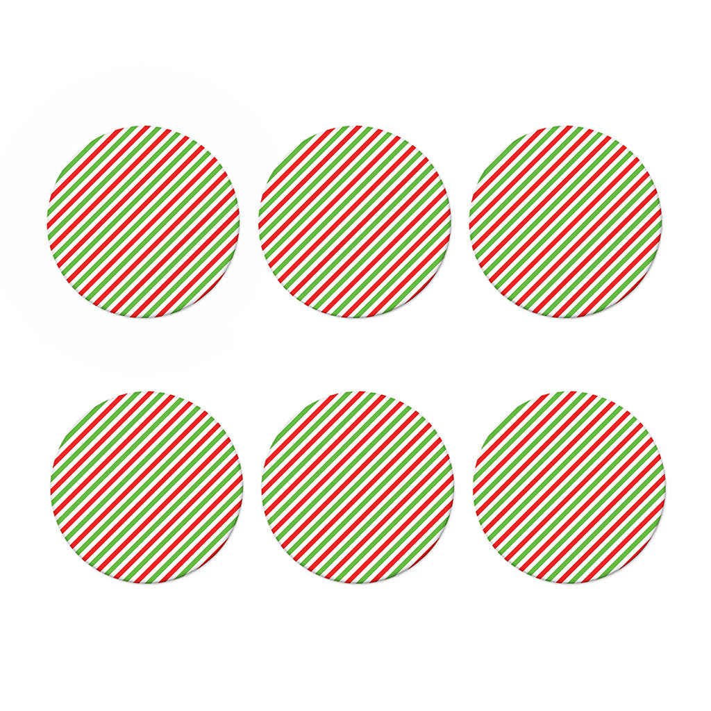 Christmas Candy Cane Striped Print Coaster Set