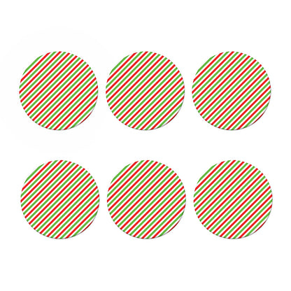 Christmas Candy Cane Striped Print Coaster Set