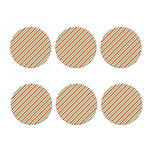 Christmas Candy Cane Striped Print Coaster Set
