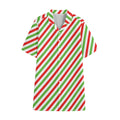 Christmas Candy Cane Striped Print Cotton Hawaiian Shirt