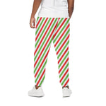 Christmas Candy Cane Striped Print Cotton Pants
