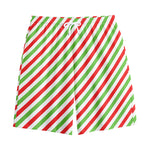 Christmas Candy Cane Striped Print Cotton Shorts