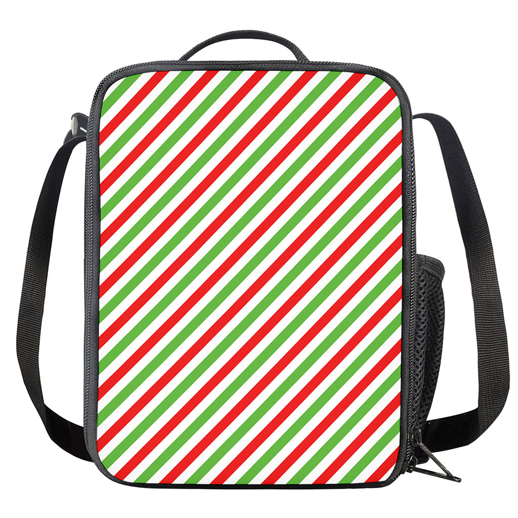 Christmas Candy Cane Striped Print Crossbody Lunch Bag