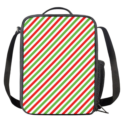 Christmas Candy Cane Striped Print Crossbody Lunch Bag