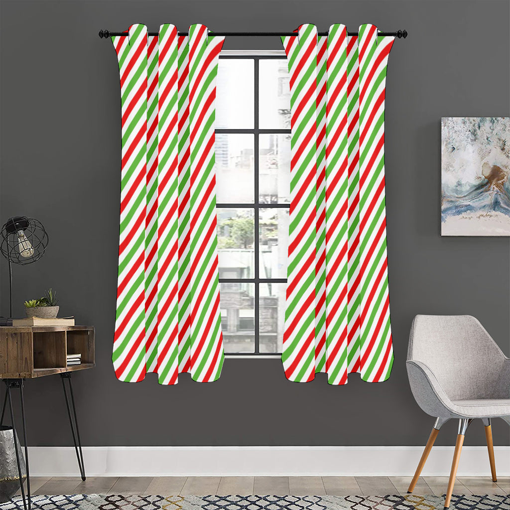 Christmas Candy Cane Striped Print Curtain
