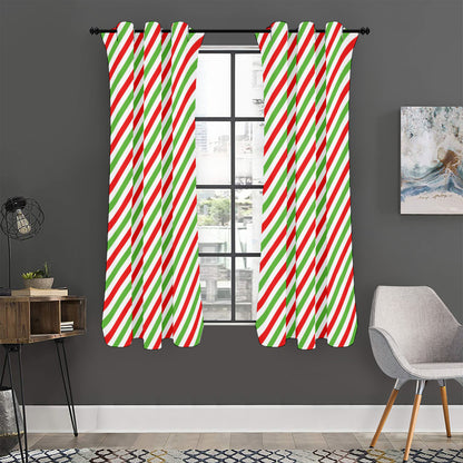 Christmas Candy Cane Striped Print Curtain