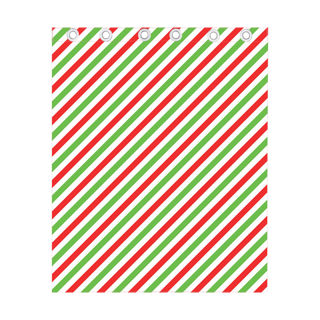 Christmas Candy Cane Striped Print Curtain