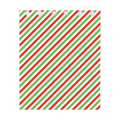 Christmas Candy Cane Striped Print Curtain