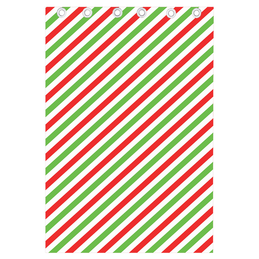 Christmas Candy Cane Striped Print Curtain