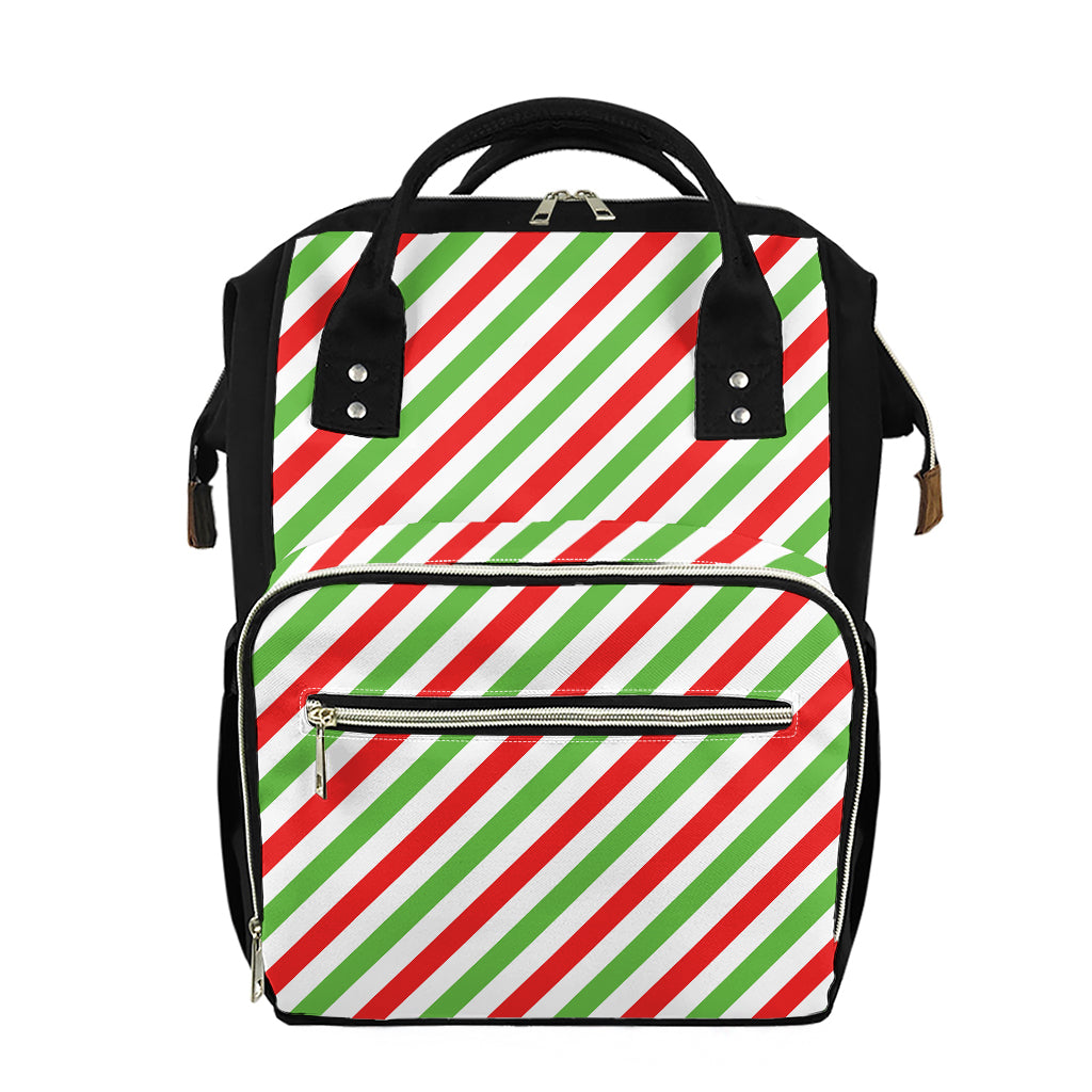 Christmas Candy Cane Striped Print Diaper Bag