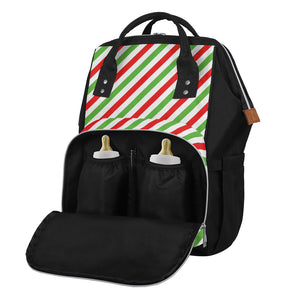 Christmas Candy Cane Striped Print Diaper Bag