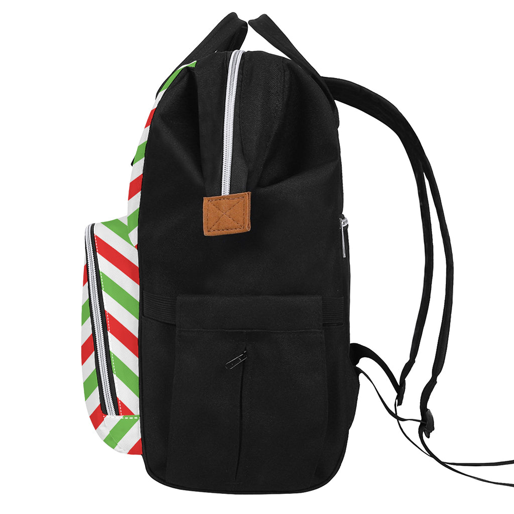 Christmas Candy Cane Striped Print Diaper Bag