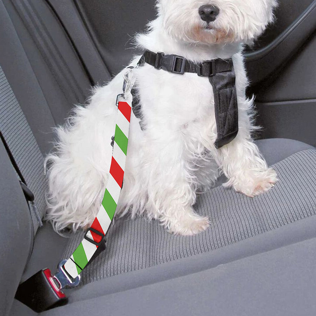 Christmas Candy Cane Striped Print Dog Seat Belt