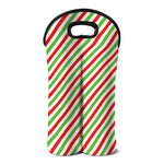 Christmas Candy Cane Striped Print Double Neoprene Wine Tote