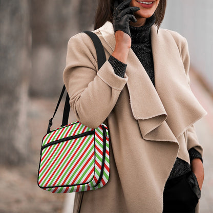 Christmas Candy Cane Striped Print Double Strap Bible Bag