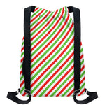 Christmas Candy Cane Striped Print Drawstring Backpack