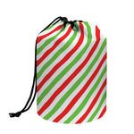 Christmas Candy Cane Striped Print Drawstring Makeup Bag
