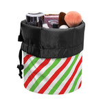 Christmas Candy Cane Striped Print Drawstring Makeup Bag