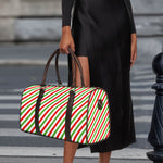 Christmas Candy Cane Striped Print Duffle Bag