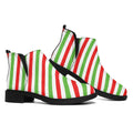 Christmas Candy Cane Striped Print Flat Ankle Boots