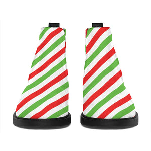 Christmas Candy Cane Striped Print Flat Ankle Boots