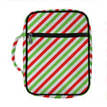 Christmas Candy Cane Striped Print Front Pocket Bible Bag
