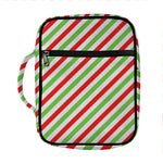 Christmas Candy Cane Striped Print Front Pocket Bible Bag