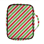 Christmas Candy Cane Striped Print Front Pocket Bible Bag