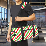 Christmas Candy Cane Striped Print Gym Bag
