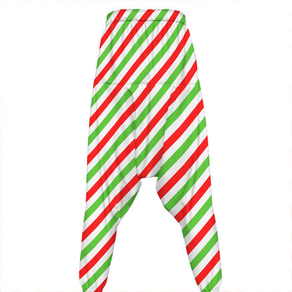 Christmas Candy Cane Striped Print Hammer Pants