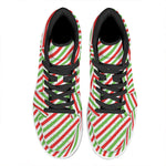 Christmas Candy Cane Striped Print High Top Leather Sneakers