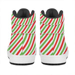 Christmas Candy Cane Striped Print High Top Leather Sneakers