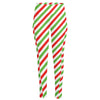 Christmas Candy Cane Striped Print High-Waisted Pocket Leggings