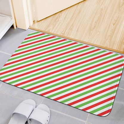 Christmas Candy Cane Striped Print Indoor Door Mat
