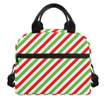 Christmas Candy Cane Striped Print Insulated Lunch Bag