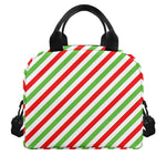 Christmas Candy Cane Striped Print Insulated Lunch Bag