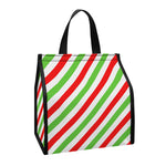 Christmas Candy Cane Striped Print Insulated Lunch Tote