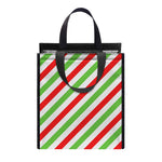 Christmas Candy Cane Striped Print Insulated Lunch Tote