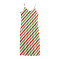 Christmas Candy Cane Striped Print Jersey Midi Cami Dress